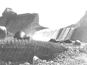 The
hole blasted in the Moehne Dam photographed the following morning
