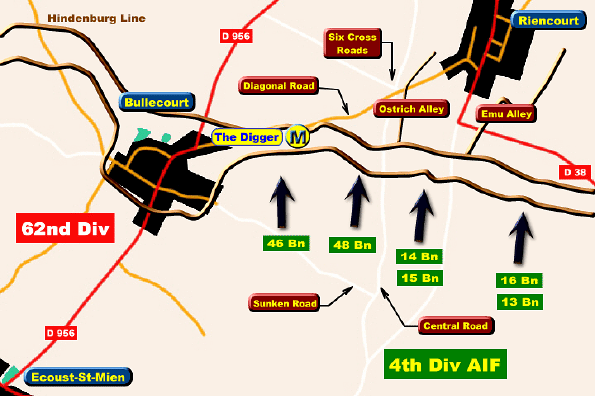 Map of the Australian Attack: 1st Bullecourt