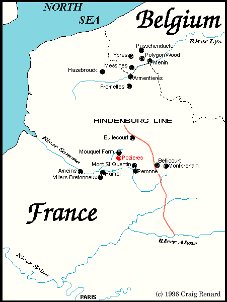 The Map Of World War 1. World War I - Western Front