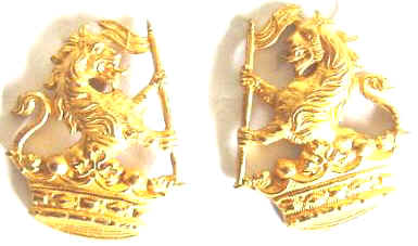 NZ 1st Batt Wellington Regt Gilt Collar Badges