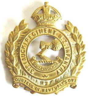 NZ 3rd Auckland Regt K/C Brass Cap Badge