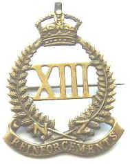 NZ WW1 13th Reinforcements Brass Cap Badge