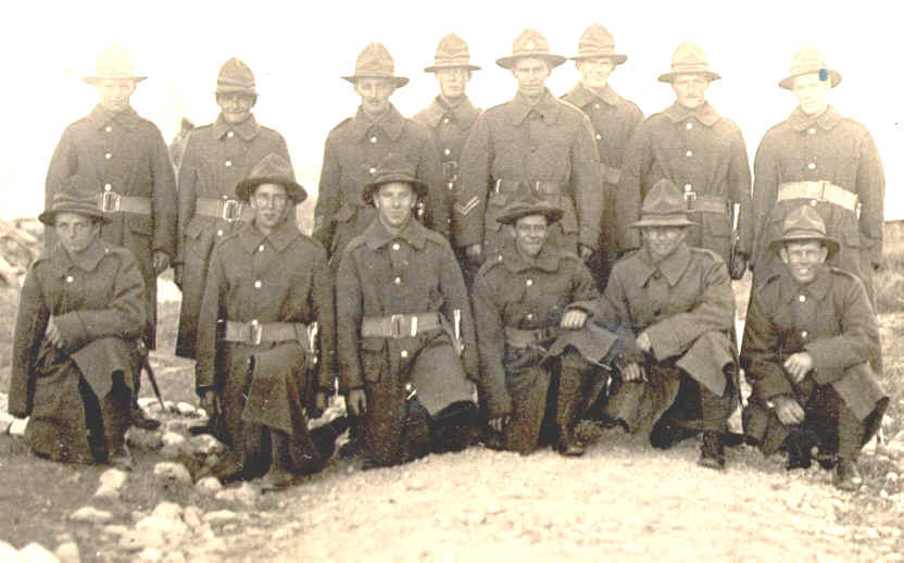 Period photographic portrait photograph of squad of First World War Kiwi 