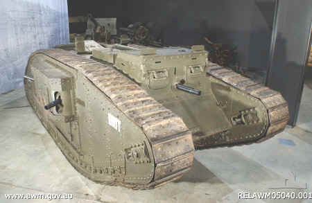 A First World War British armoured fighting vehicle finished in an overall 