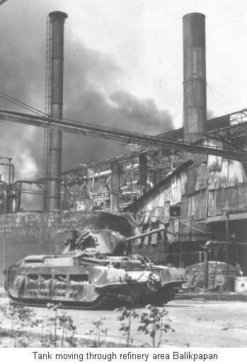 Tank moving through the refinery area at Balikpapan