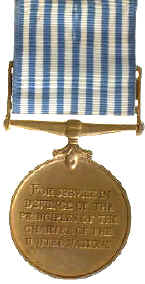 United Nations service medal for Korea, reverse.
